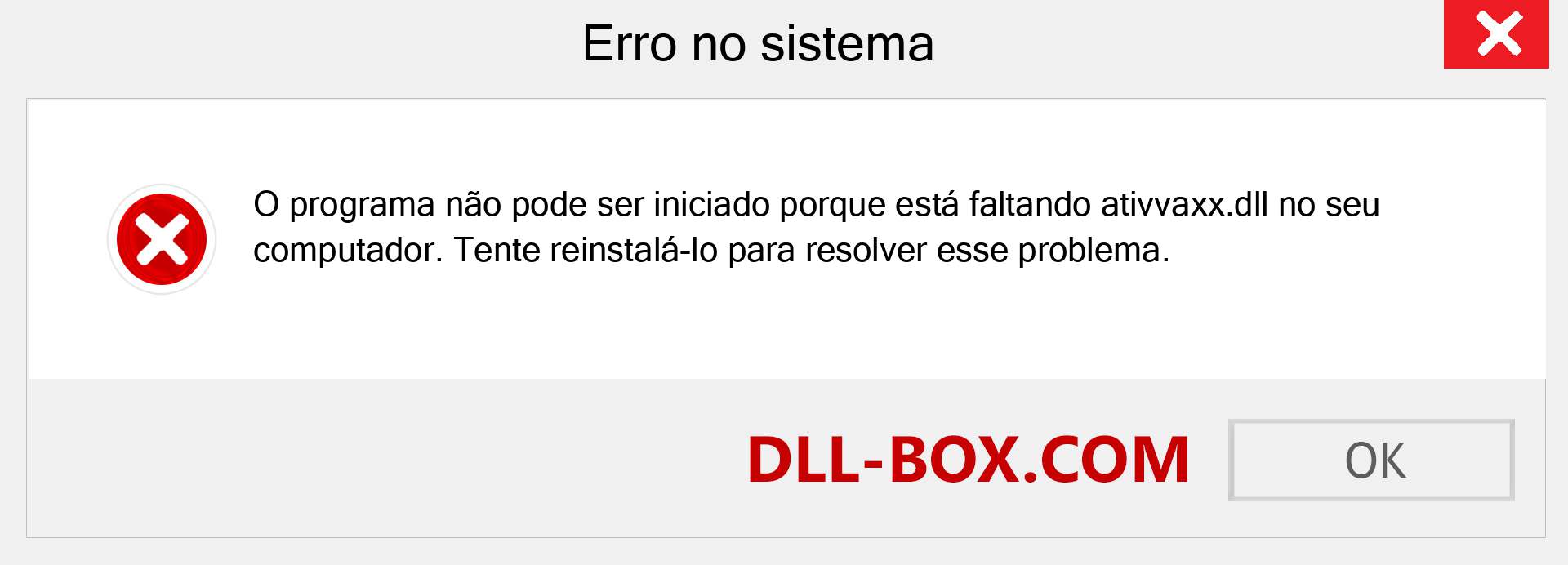 Arquivo ativvaxx.dll ausente ?. Download para Windows 7, 8, 10 - Correção de erro ausente ativvaxx dll no Windows, fotos, imagens